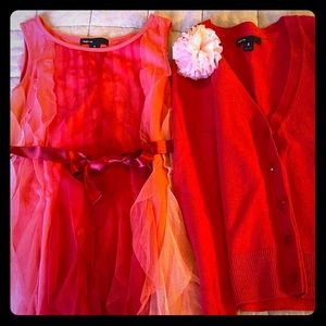 Girls party dress & matching cardigan Medium, sz 8